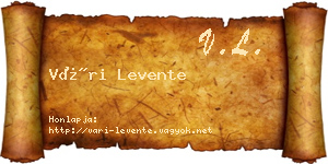 Vári Levente névjegykártya